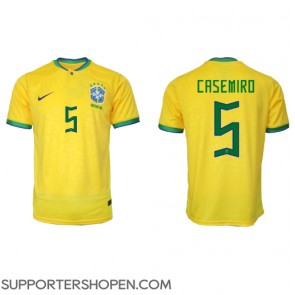 Brasilien Casemiro #5 Hemma Matchtröja VM 2022 Kortärmad